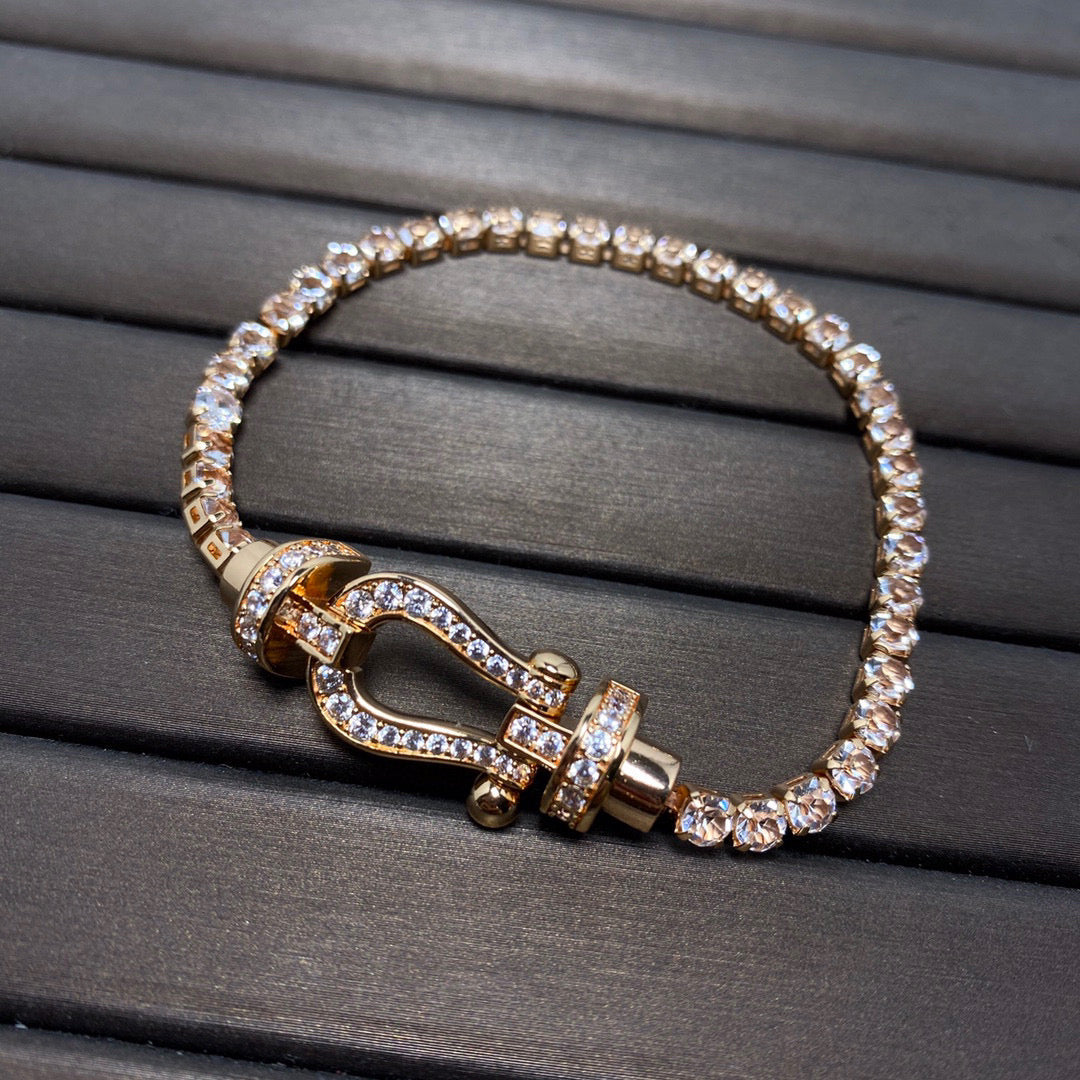 [⭐Glow]FORCE  LARGE HORSESHOE FULL DIAMOND TENNIS BRACELET