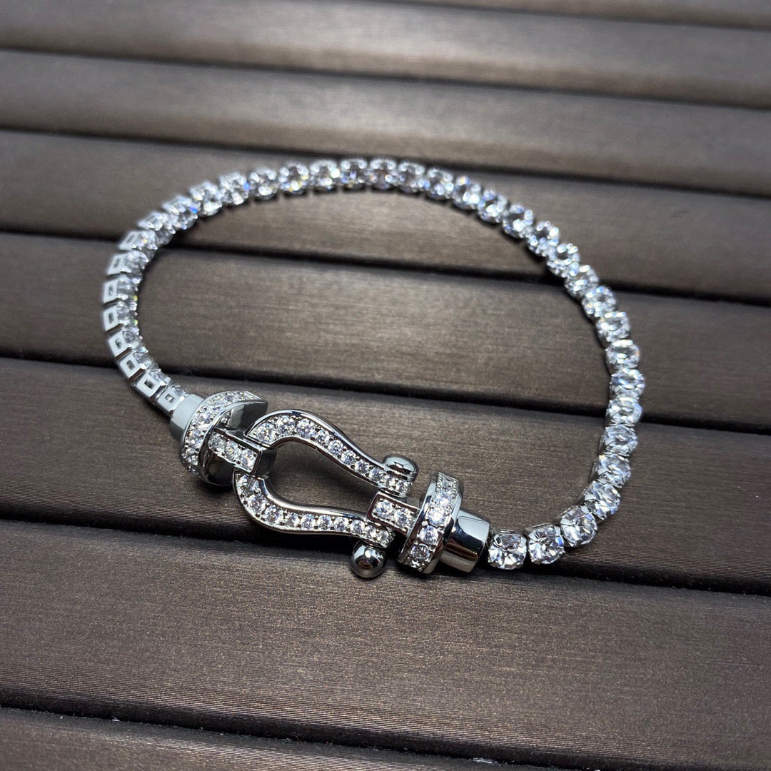 [⭐Glow]FORCE  LARGE HORSESHOE FULL DIAMOND TENNIS BRACELET