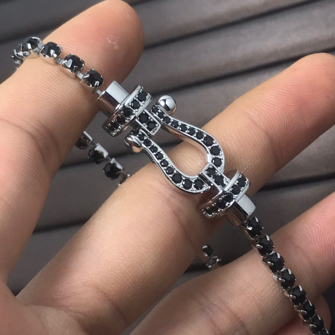 [⭐Glow]FORCE  LARGE HORSESHOE FULL DIAMOND TENNIS BRACELET