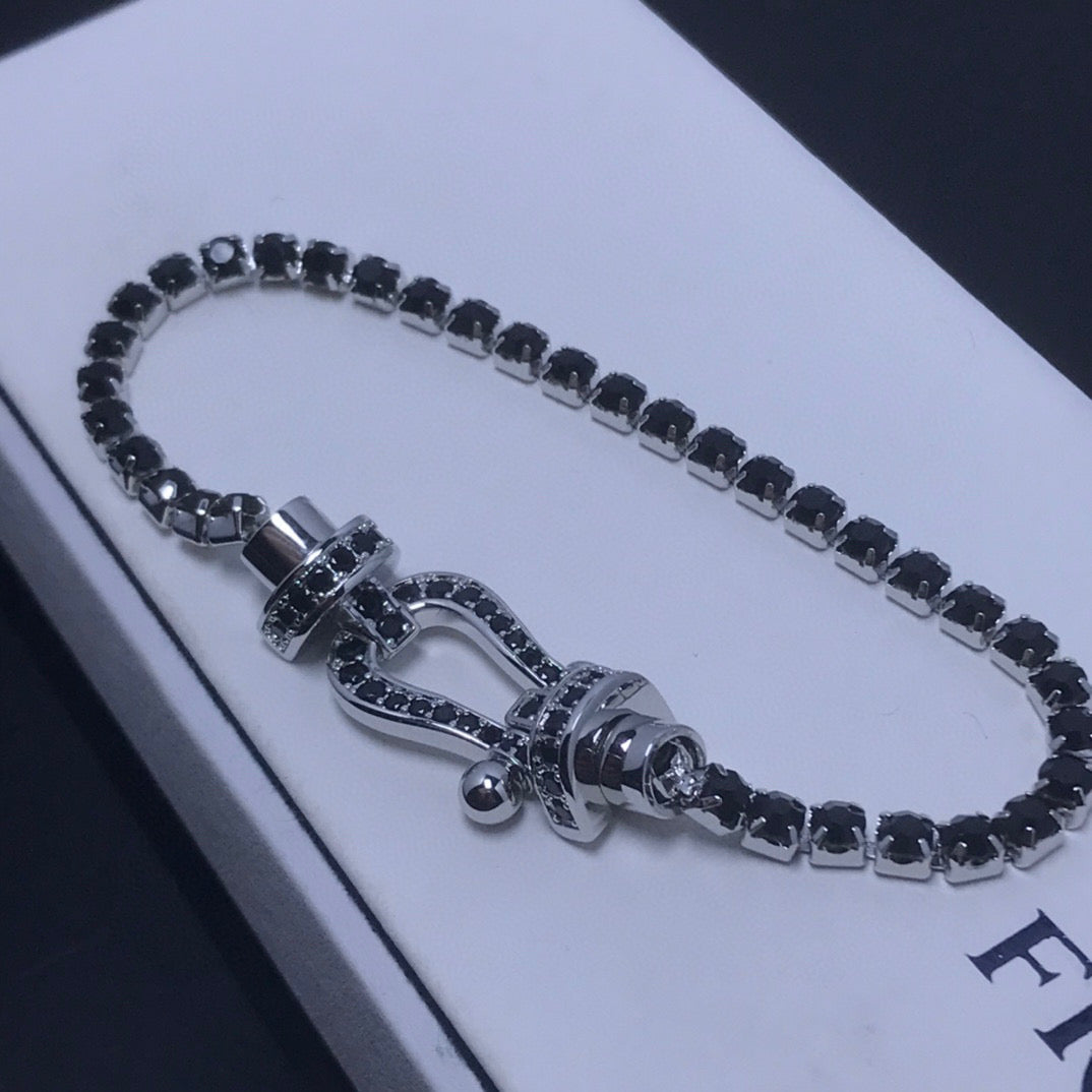 [⭐Glow]FORCE  LARGE HORSESHOE FULL DIAMOND TENNIS BRACELET