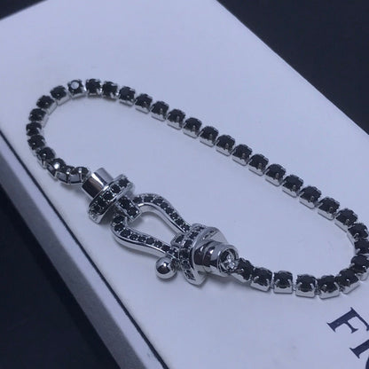[⭐Glow]FORCE  LARGE HORSESHOE FULL DIAMOND TENNIS BRACELET