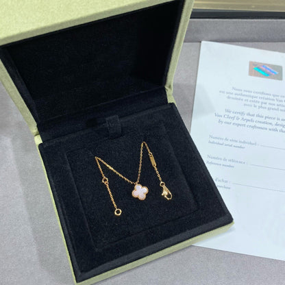 [⭐Glow]CLOVER 15MM PINK MOTHER-OF-PEARL SINGLE FLOWER NECKLACE