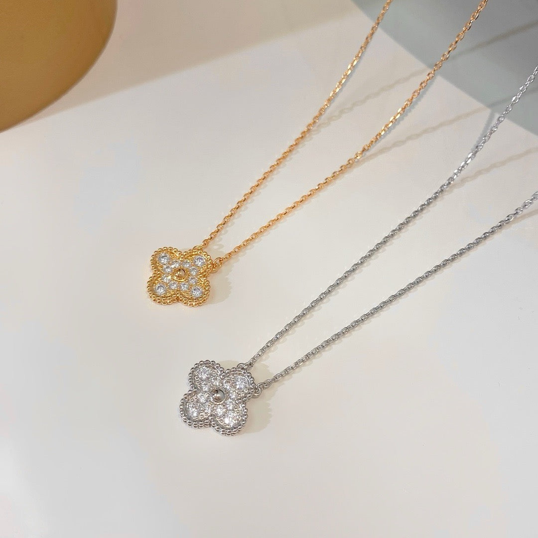 [⭐Glow]CLOVER 15MM DIAMOND SINGLE FLOWER NECKLACE