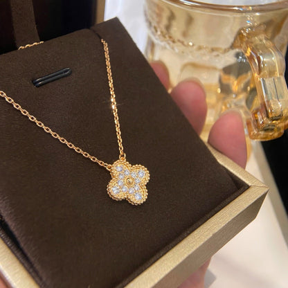 [⭐Glow]CLOVER 15MM DIAMOND SINGLE FLOWER NECKLACE