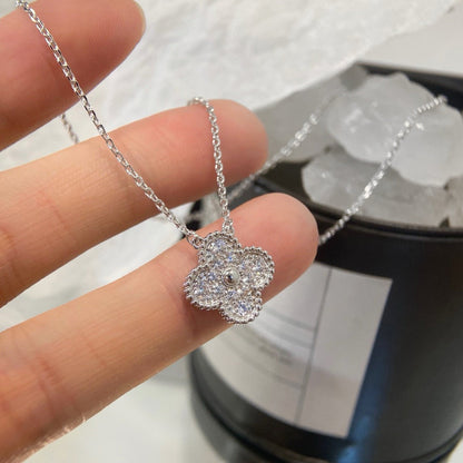 [⭐Glow]CLOVER 15MM DIAMOND SINGLE FLOWER NECKLACE