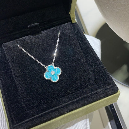 [⭐Glow]CLOVER 15MM DIAMOND SVRES PORCELAIN  NECKLACE SILVER