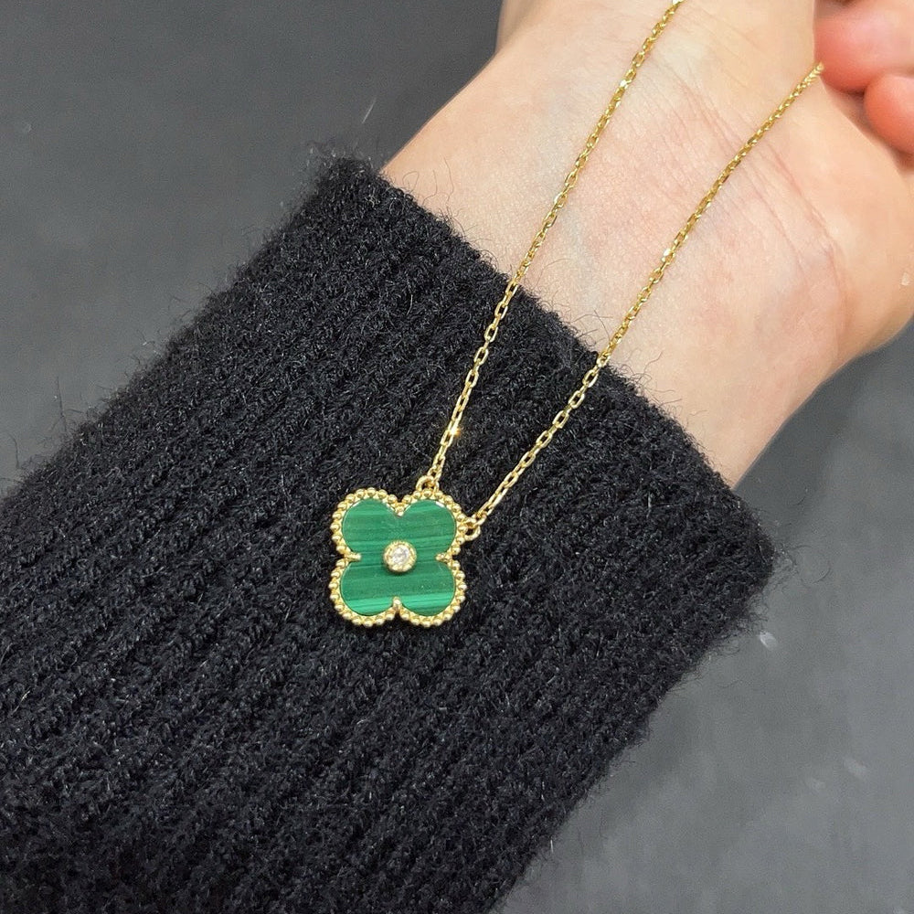 [⭐Glow]CLOVER 15MM DIAMOND TURQUOISE NECKLACE