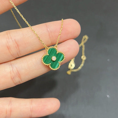 [⭐Glow]CLOVER 15MM DIAMOND TURQUOISE NECKLACE