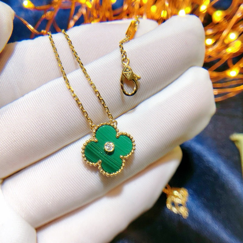 [⭐Glow]CLOVER 15MM DIAMOND TURQUOISE NECKLACE