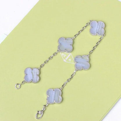 [⭐Glow] CLOVER 5 MOTIF PURPLE CHALCEDONY BRACELET COLLECTION