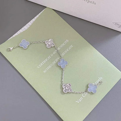 [⭐Glow] CLOVER 5 MOTIF PURPLE CHALCEDONY BRACELET COLLECTION