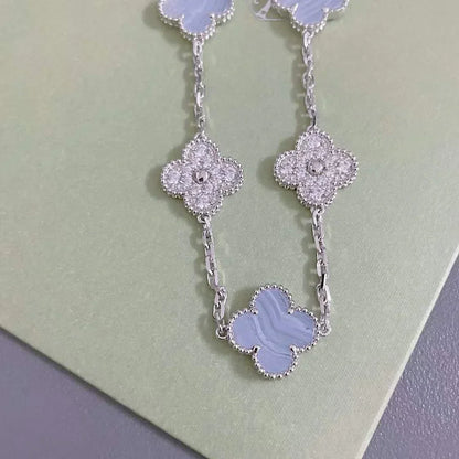 [⭐Glow] CLOVER 5 MOTIF PURPLE CHALCEDONY BRACELET COLLECTION