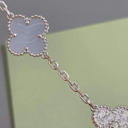 [⭐Glow] CLOVER 5 MOTIF PURPLE CHALCEDONY BRACELET COLLECTION