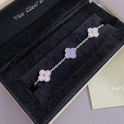 [⭐Glow] CLOVER 5 MOTIF PURPLE CHALCEDONY BRACELET COLLECTION