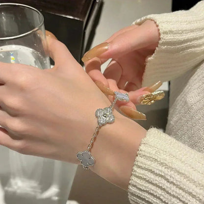 [⭐Glow] CLOVER 5 MOTIF PURPLE CHALCEDONY BRACELET COLLECTION