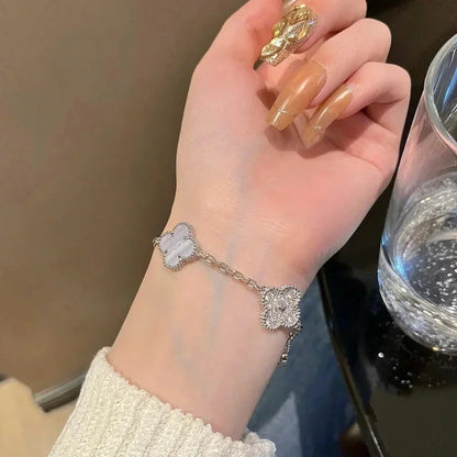 [⭐Glow] CLOVER 5 MOTIF PURPLE CHALCEDONY BRACELET COLLECTION