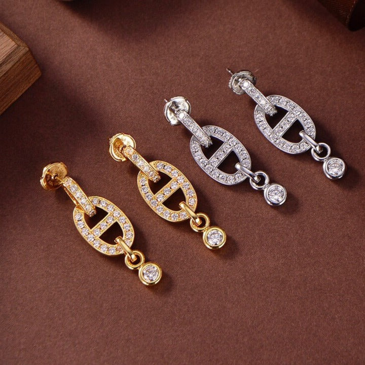 [⭐Glow]HM CHAINE DIAMOND EARRINGS