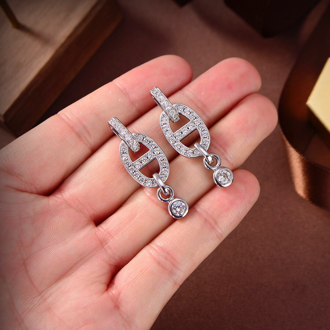 [⭐Glow]HM CHAINE DIAMOND EARRINGS