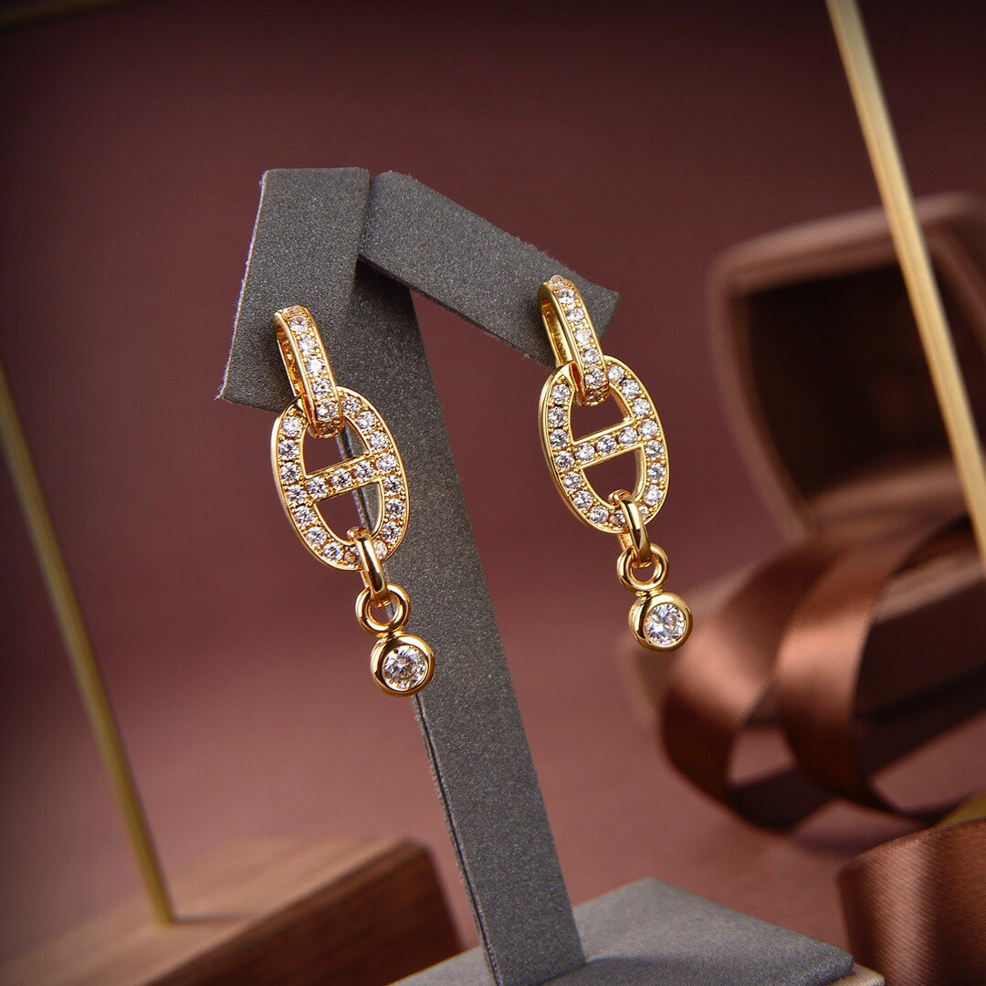 [⭐Glow]HM CHAINE DIAMOND EARRINGS
