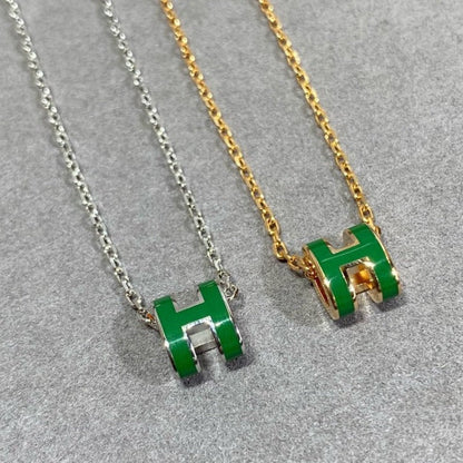 [⭐Glow]POP H GREEN NECKLACE SILVER AND GOLD