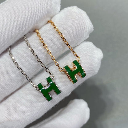 [⭐Glow]POP H GREEN NECKLACE SILVER AND GOLD