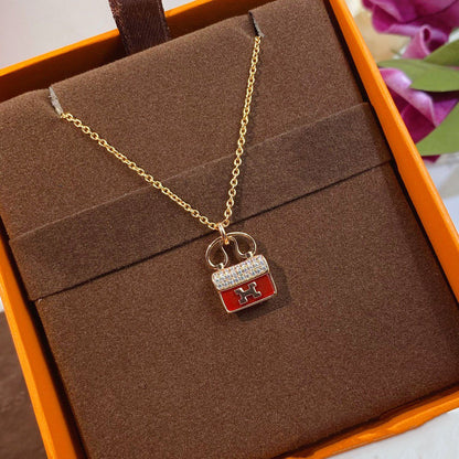 [⭐Glow]CONSTANCE RED PEDANT PINK GOLD NECKLACE