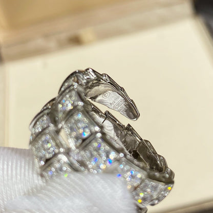 [⭐Glow]SERPENTI DOUBLE RING SILVER DIAMOND PAVED
