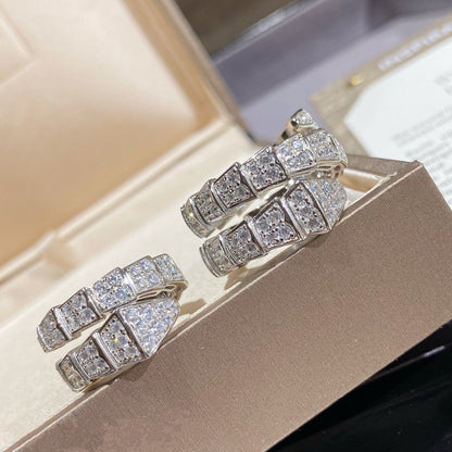 [⭐Glow]SERPENTI DOUBLE RING SILVER DIAMOND PAVED