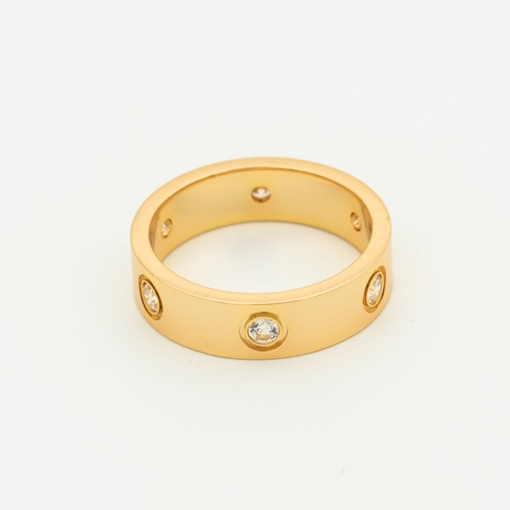 [⭐Glow]LOVE RING 5.5MM 6 DIAMONDS PINK GOLD