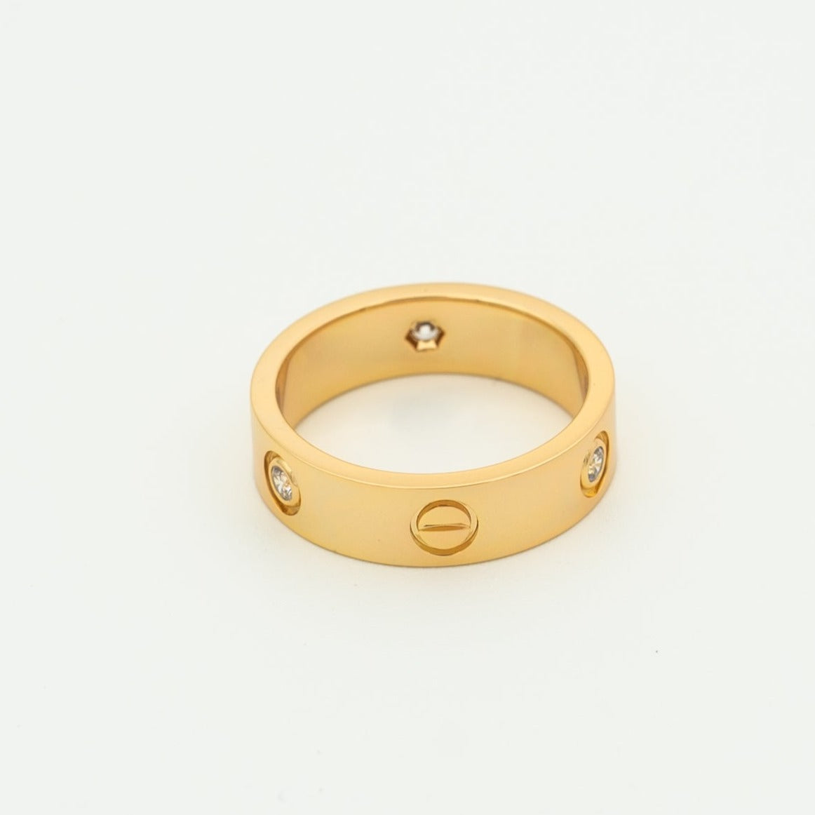[⭐Glow]LOVE RING 5.5MM 3 DIAMONDS PINK GOLD
