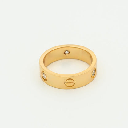 [⭐Glow]LOVE RING 5.5MM 3 DIAMONDS PINK GOLD
