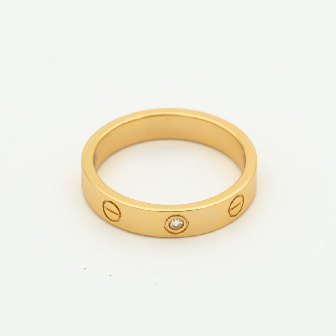 [⭐Glow]LOVE RING 4MM 1 DIAMOND PINK GOLD