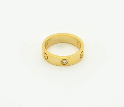 [⭐Glow]LOVE RING 4MM 1 DIAMOND GOLD