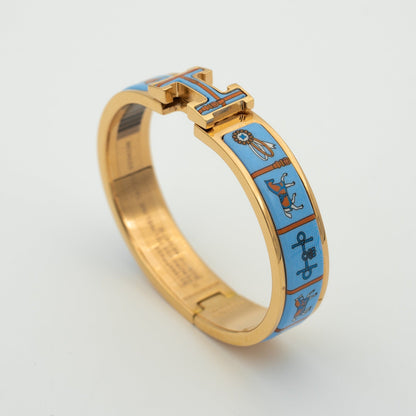 [⭐Glow]H PINK GOLD BRACELET BLUE CERAMIC