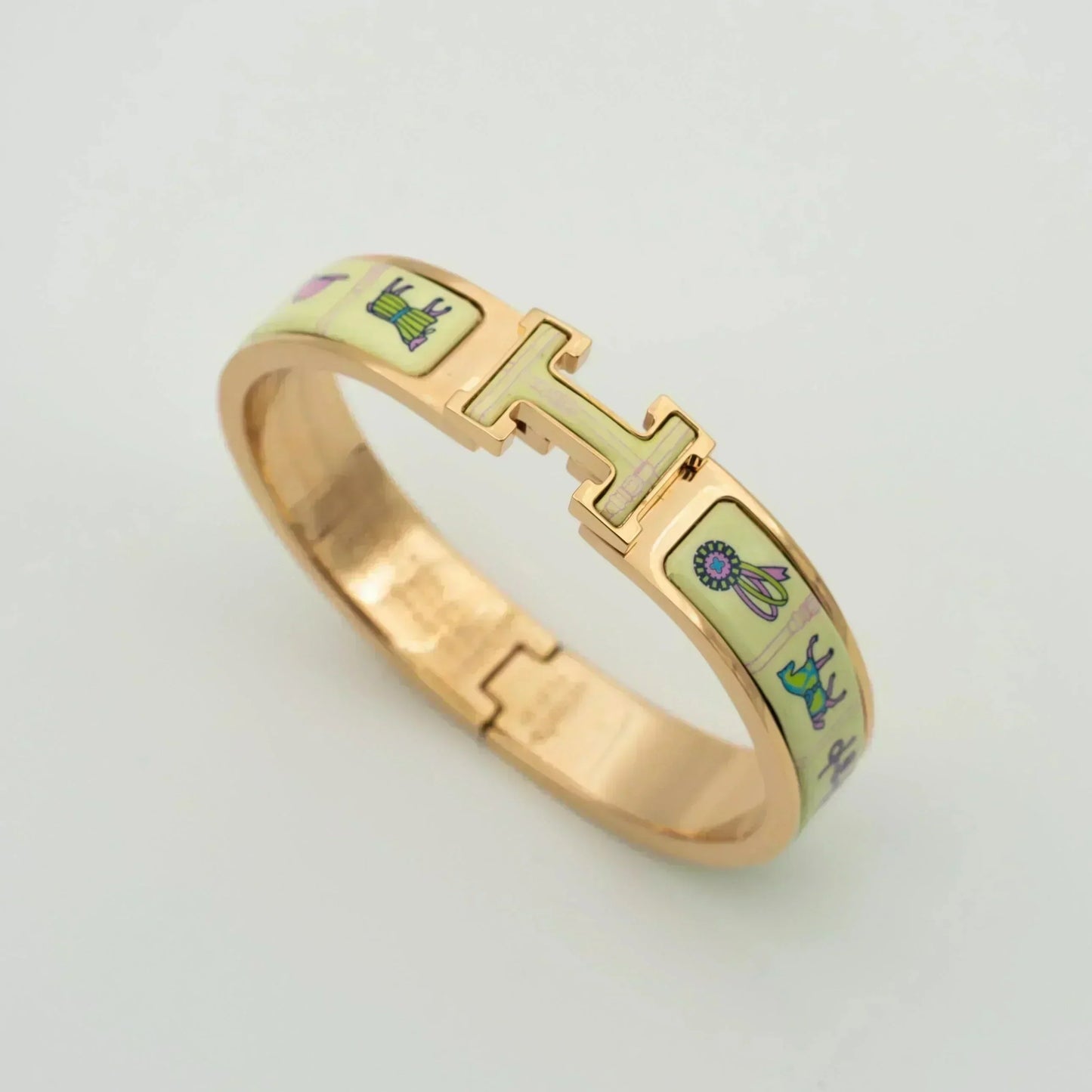 [⭐Glow]H PINK GOLD BRACELET CREAM CERAMIC