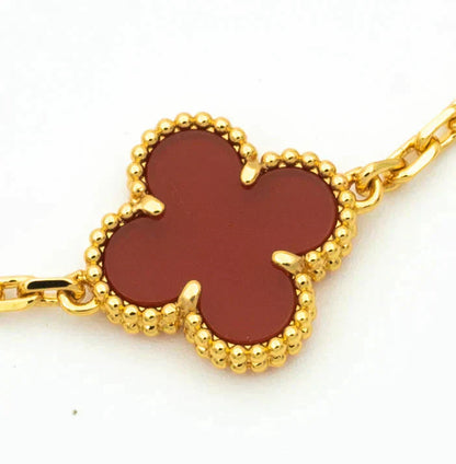 [⭐Glow] CLOVER 5 MOTIF RED CORNELIAN BRACELET COLLECTION