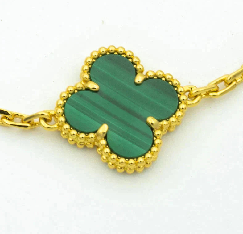 [⭐Glow] CLOVER 5 MOTIF MALACHITE BRACELET COLLECTION