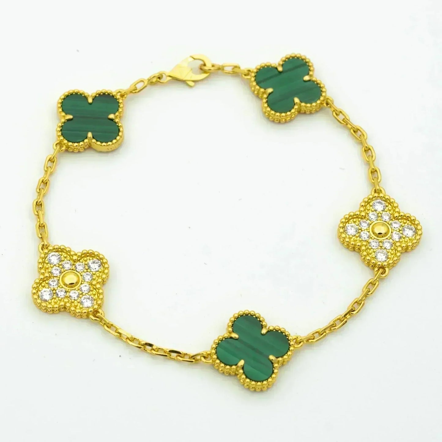 [⭐Glow] CLOVER 5 MOTIF MALACHITE BRACELET COLLECTION