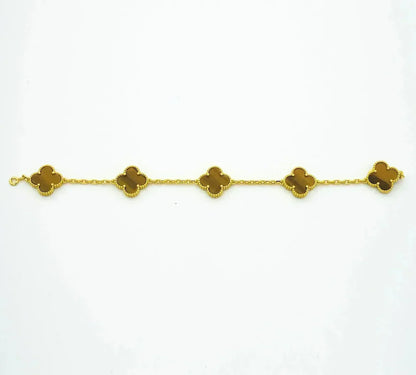 [⭐Glow] CLOVER 5 MOTIFS TIGER EYE BRACELET COLLECTION