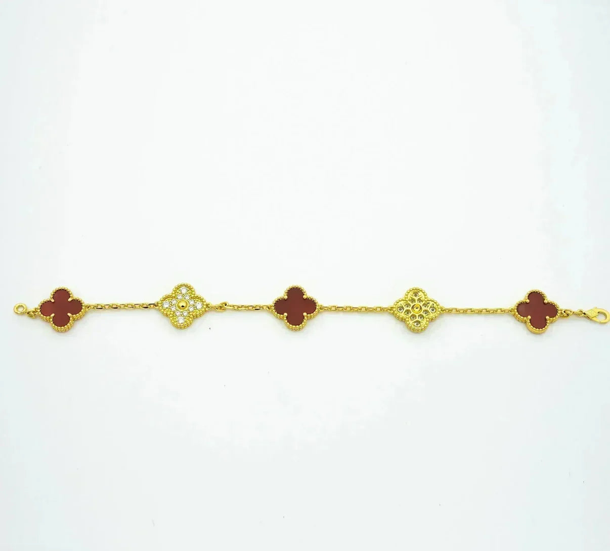 [⭐Glow] CLOVER 5 MOTIF RED CORNELIAN BRACELET COLLECTION