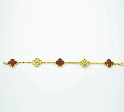 [⭐Glow] CLOVER 5 MOTIF RED CORNELIAN BRACELET COLLECTION