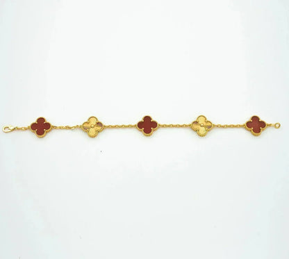 [⭐Glow] CLOVER 5 MOTIF RED CORNELIAN BRACELET COLLECTION