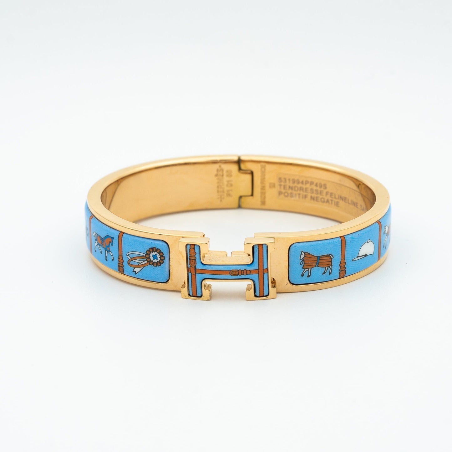 [⭐Glow]H PINK GOLD BRACELET BLUE CERAMIC