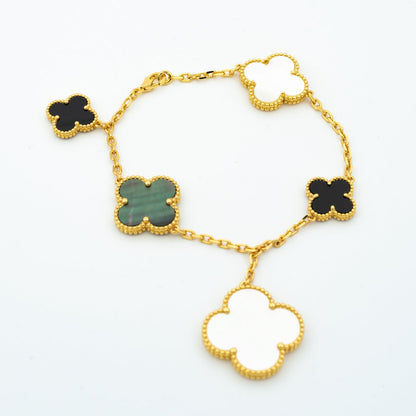 [⭐Glow]CLOVER BRACELET 5 MOTIFS ONYX MOP