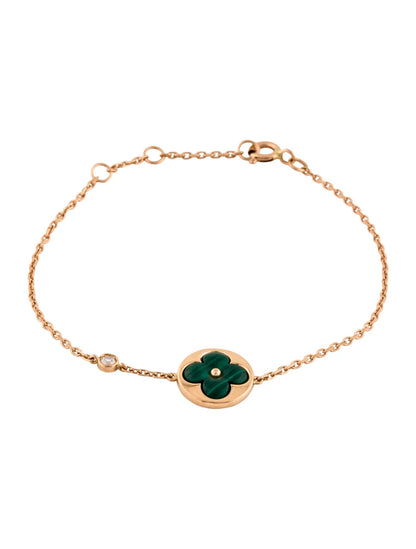[⭐Glow]SUN MALACHITE 1 DIAMOND PINK GOLD BRACELET