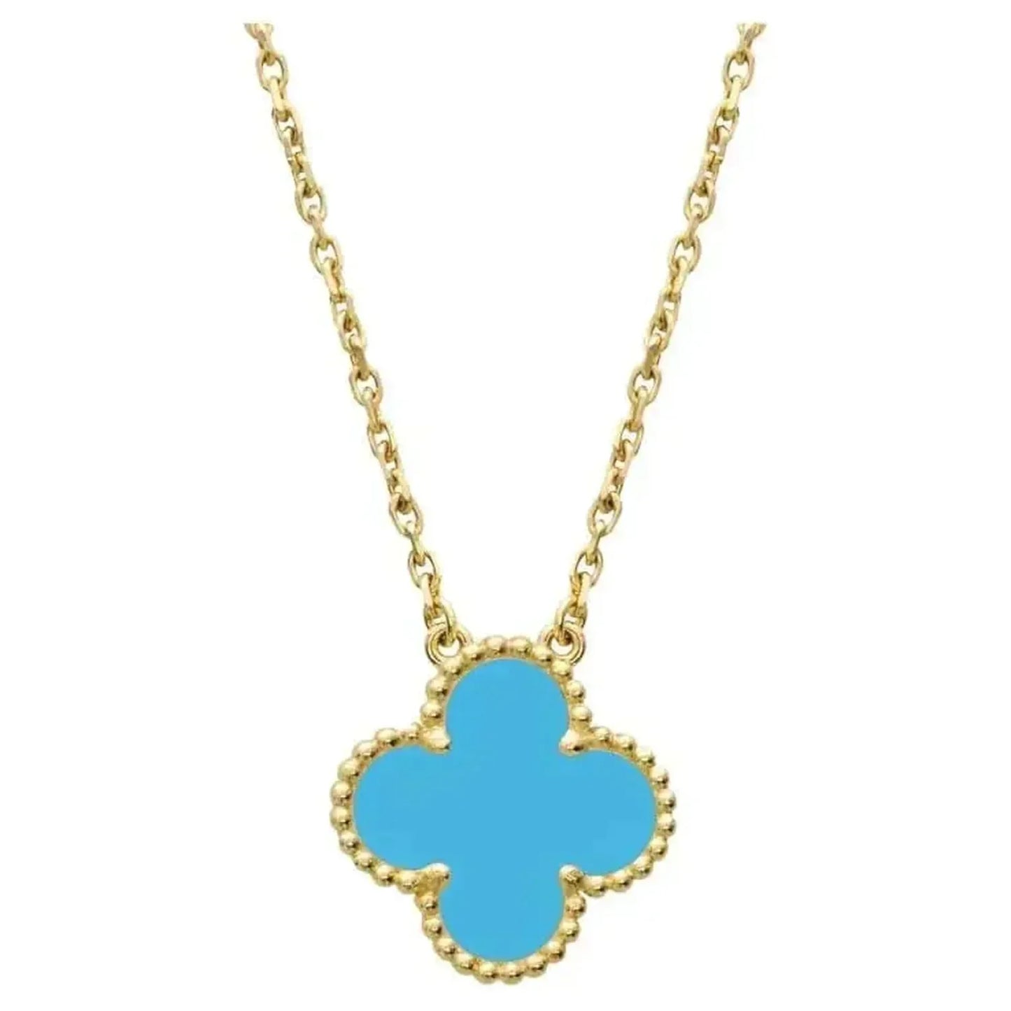 [⭐Glow]CLOVER 15MM VINTAGE TURQUOISE NECKLACE