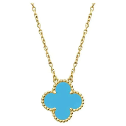 [⭐Glow]CLOVER 15MM VINTAGE TURQUOISE NECKLACE