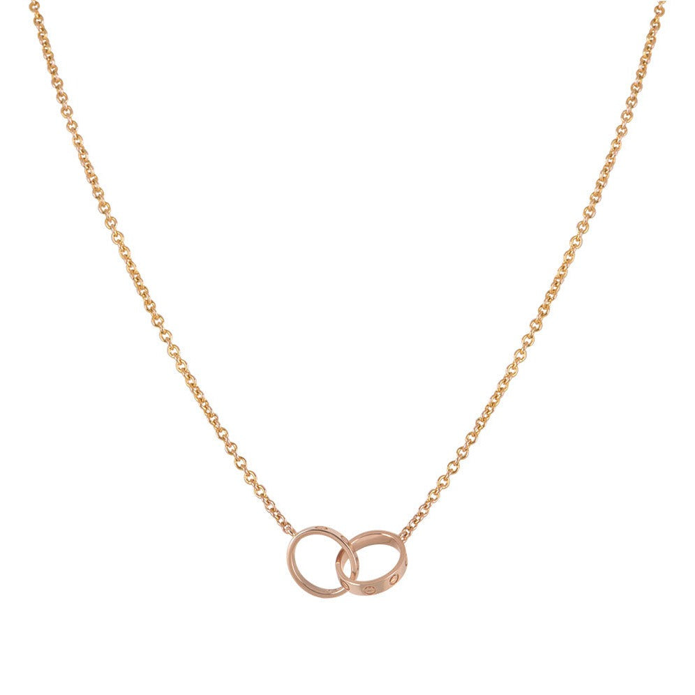 [⭐Glow]LOVE NECKLACE DOUBLE RING PINK GOLD