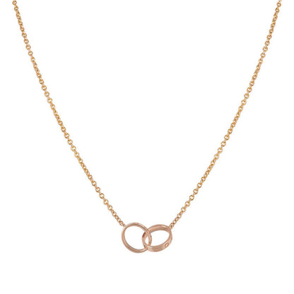 [⭐Glow]LOVE NECKLACE DOUBLE RING PINK GOLD