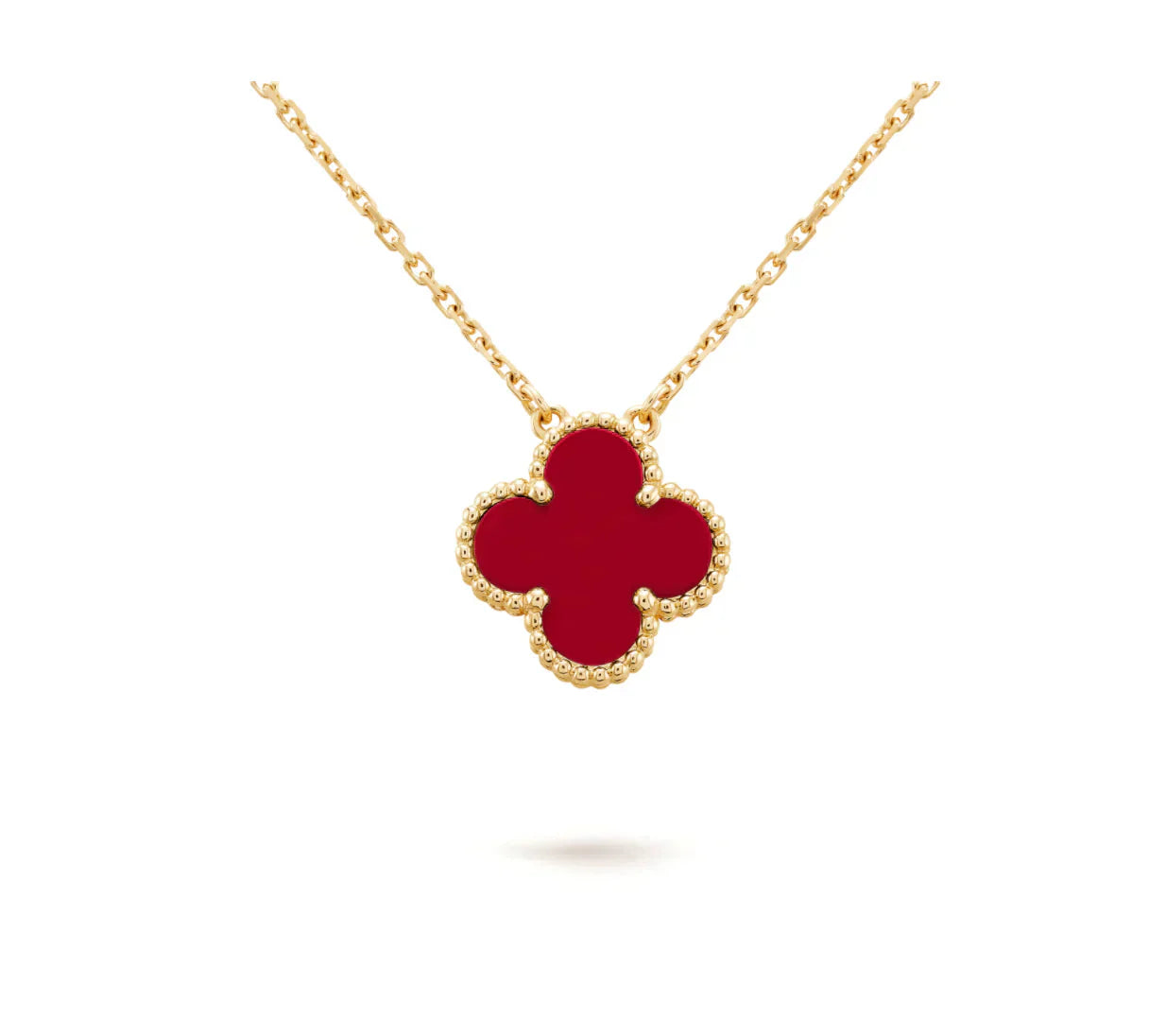 [⭐Glow]CLOVER 15MM CARNELIAN SINGLE FLOWER NECKLACE